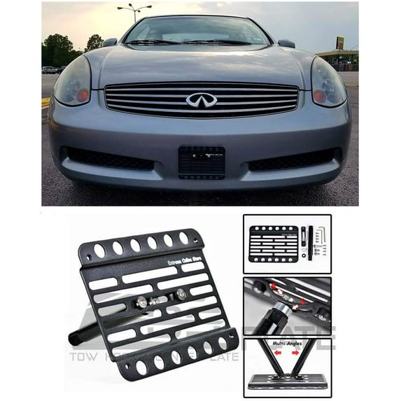Extreme Online Store 2003-2005 Infiniti G35 2Dr Coupe Models | EOS Plate Version 1 Mid Sized Front Bumper Tow Hook License Relocator Mount Bracket