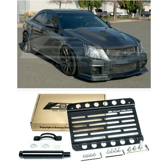 Extreme Online Store 2009-2014 Cadillac CTS-V | EOS Plate Version 1 Mid Sized Front Bumper Tow Hook License Relocator Mount Bracket