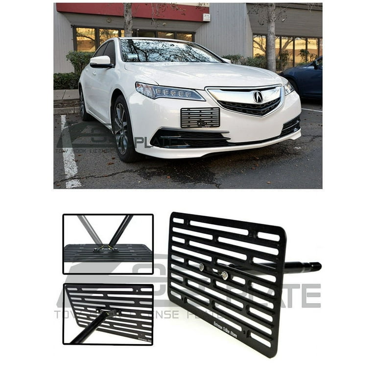 Extreme Online Store EOS Version 2 Full Sized Front Bumper Tow Hook License  Plate Relocator Mount Bracket for 15-17 Acura TLX 2015 2016 2017 15 16 17  TL-X TL X 
