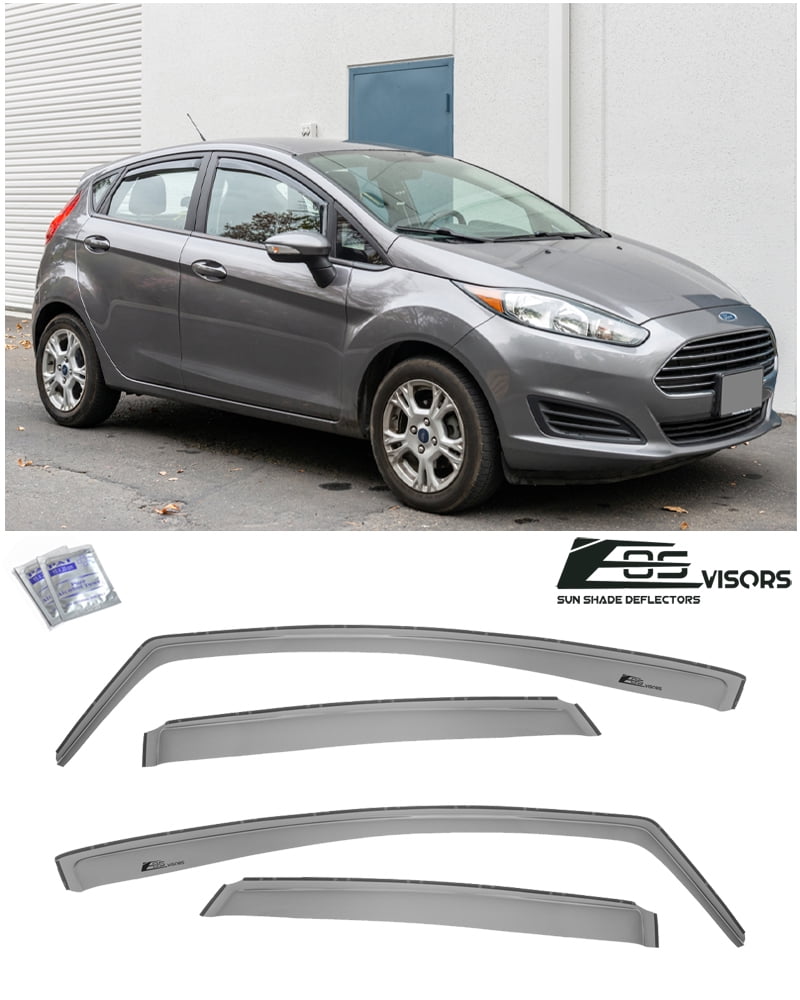 Extreme Online Store Fits ALL 2011-2019 Ford Fiesta Hatchback Models | EOS Visors IN-CHANNEL Style SMOKE TINTED Side Vents Window Deflectors Rain Guards