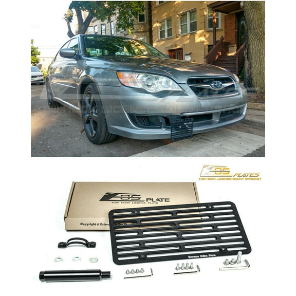Extreme Online Store Replacement for 2005-2009 Subaru Legacy Models | EOS Plate Version 2 Full Sized Front Bumper Tow Hook License Plate Relocator Mount Bracket