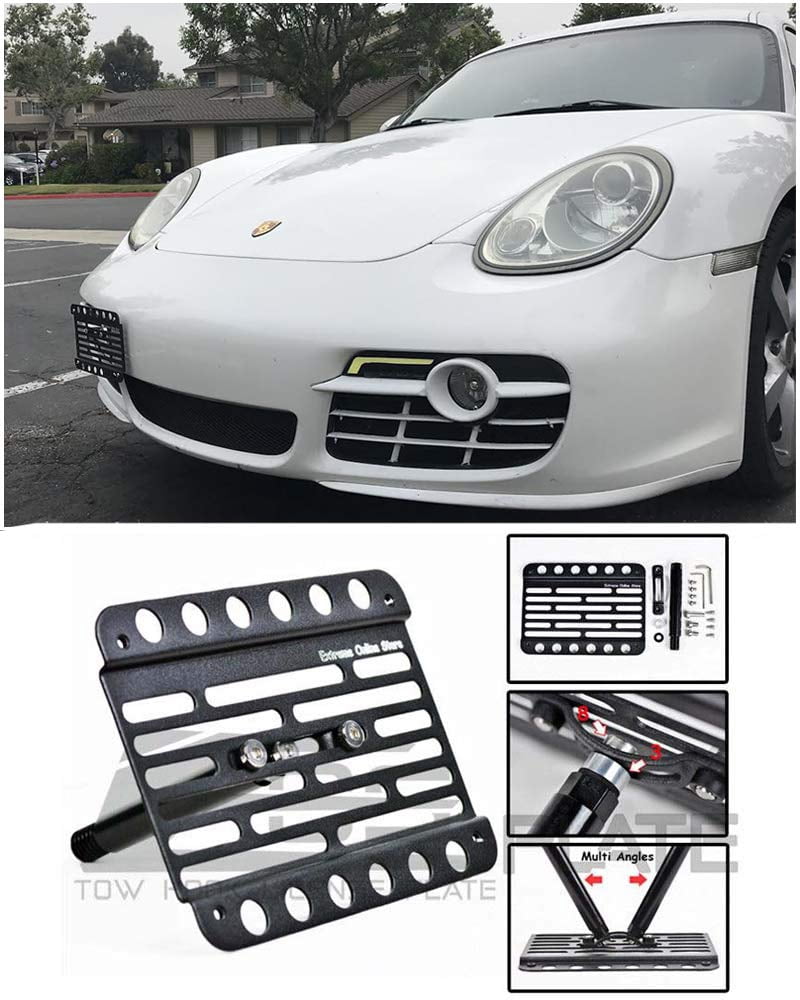 EOS Front Tow Hook License Plate Relocator Bracket – For Porsche Cayenne 957 (2007-2010) – Texture Black