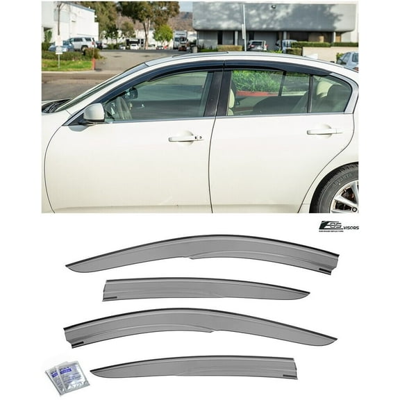 Extreme Online Store Replacement For 2007-2015 Infiniti G25 G35 G37 Q40 Sedan Models | EOS Visors JDM Tape-On Style SMOKE TINTED Side Vents Rain Guard Window Deflectors DWV-V46