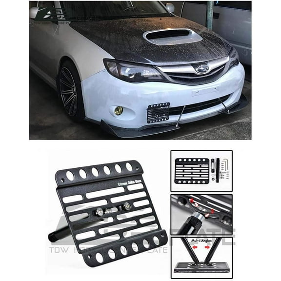 Extreme Online Store Replacement for 2008-2014 Subaru Impreza WRX & STi | EOS Plate Version 1 Mid Sized Front Bumper Tow Hook License Relocator Mount Bracket