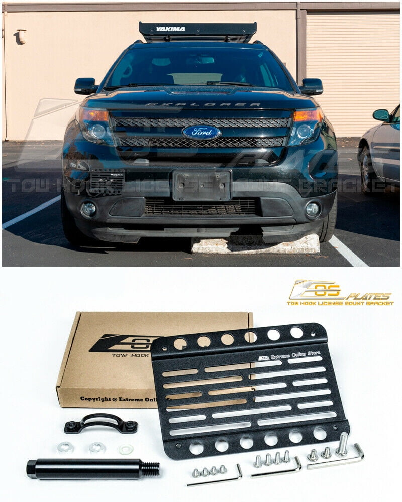Extreme Online Store Front License Plate Relocator Bracket For 2011-2019 Ford Explorer – No Drill Tow Hook Mount