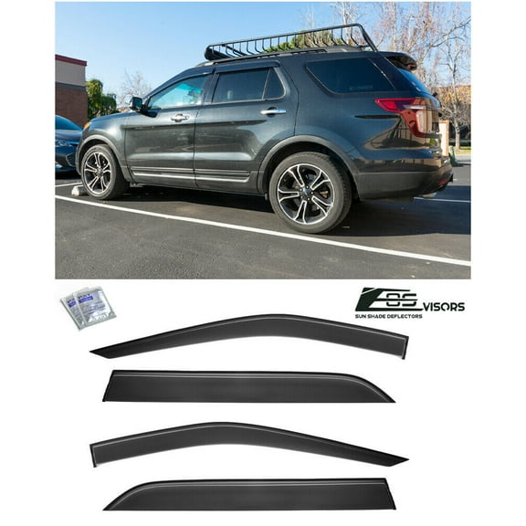 Extreme Online Store Replacement For 2011-2019 Ford Explorer Models | EOS Visors Tape-On Style SMOKE TINTED Side Vents Rain Guard Window Deflectors DWV-V83