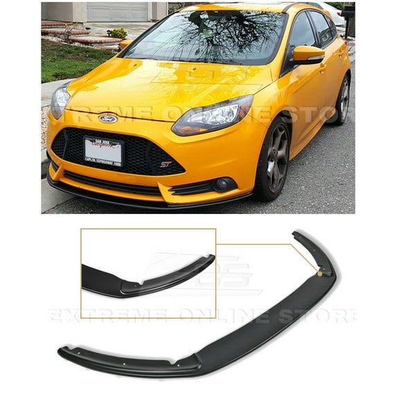 Extreme Online Store Replacement for 2012-2014 Ford Focus MK3 ST Hatchback Models | EOS Add-On Bottom Line Front Bumper Lower Lip Splitter (Fiberglass - Primer Black) 