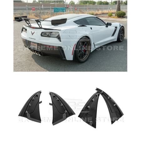 Extreme Online Store Replacement for 2014-2019 Chevrolet Corvette C7 All Models | GM Factory XL Extended Style Painted Carbon Flash Metallic Front & Rear Side Splash Guards Mud Flap Pair