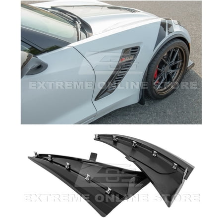 Extreme Online Store Replacement for 2014-2019 Chevrolet Corvette C7 All Models | GM Factory XL Extended Style Painted Carbon Flash Metallic Front Side Splash Guards Mud Flap Pair