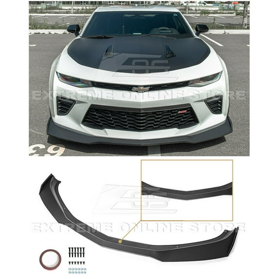 Extreme Online Store Replacement For 2016-2018 Chevrolet Camaro SS Models | ZL1 1LE Style Front Bumper Lower Lip Splitter (ABS Plastic - Primer Black)
