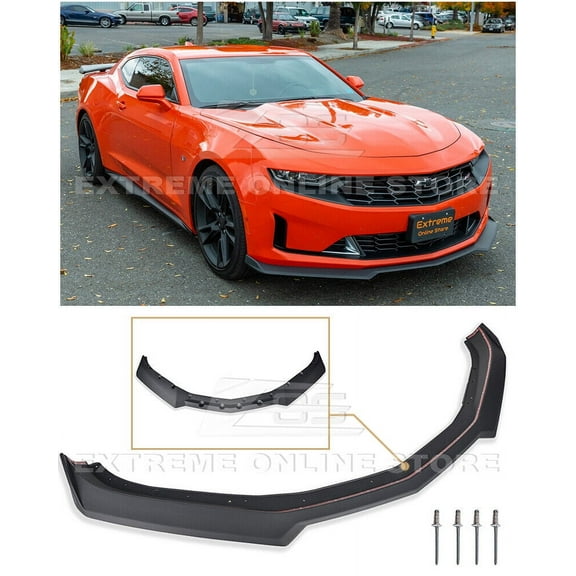 Extreme Online Store Replacement For 2016-Present Chevrolet Camaro SS Models | Second Generation Refresh Style ABS Plastic PRIMER BLACK Front Bumper Lower Lip Splitter Fascia Extension