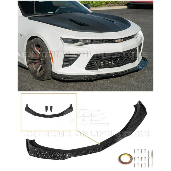 Extreme Online Store Replacement For 2016-Present Chevrolet Camaro SS Models | ZL1 1LE Style Forged Carbon Fiber Front Bumper Lower Lip Splitter With Side Spoiler Winglet