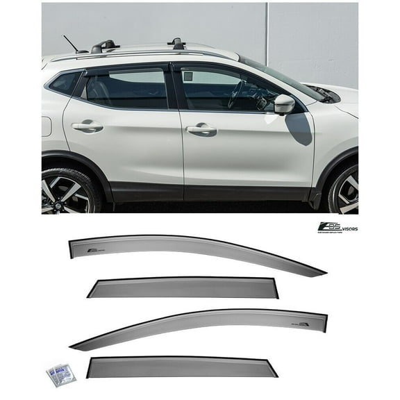 Extreme Online Store Replacement For 2017-2022 Nissan Rogue Sport Models | EOS Visors JDM Tape-On Style SMOKE TINTED Side Vents Rain Guard Window Deflectors DWV-V149