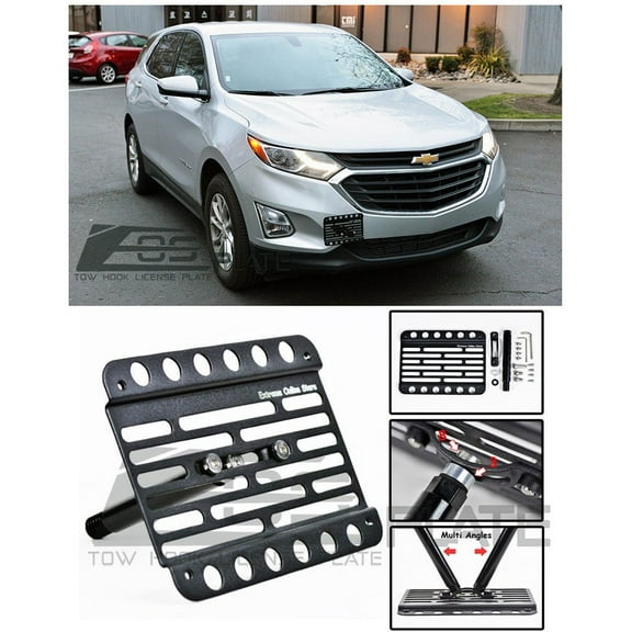Extreme Online Store Replacement for 2018-Present Chevrolet Equinox Chevy | Mid Sized Version 1 Front Bumper Tow Hook License Plate Relocator Mount Bracket EOS Plate Tow-449&nbsp;