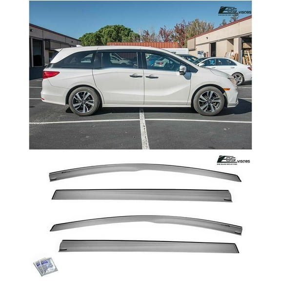 Extreme Online Store Replacement For 2018-Present Honda Odyssey | EOS Visors JDM Mugen Tape-On Style SMOKE TINTED Side Vents Rain Guard Window Deflectors