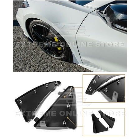 Extreme Online Store Replacement for 2020-Present Chevrolet Corvette C8 All Models | GM Factory XL Extended Style Painted Carbon Flash Metallic Front Side Splash Guards Mud Flap Pair