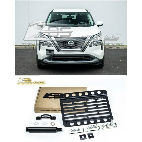 Extreme Online Store Replacement For 2021-Present Nissan Rogue Models | EOS Plate Version 1 Front Bumper Tow Hook License Relocator Mount Bracket Tow-620 (Mid Size)