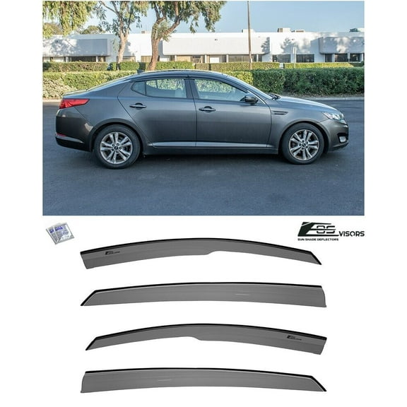 Extreme Online Store Replacement For 2011-2015 Kia Optima | EOS Visors JDM Mugen Style SMOKE TINTED Side Vents Rain Guard Window Deflectors DWV-V76