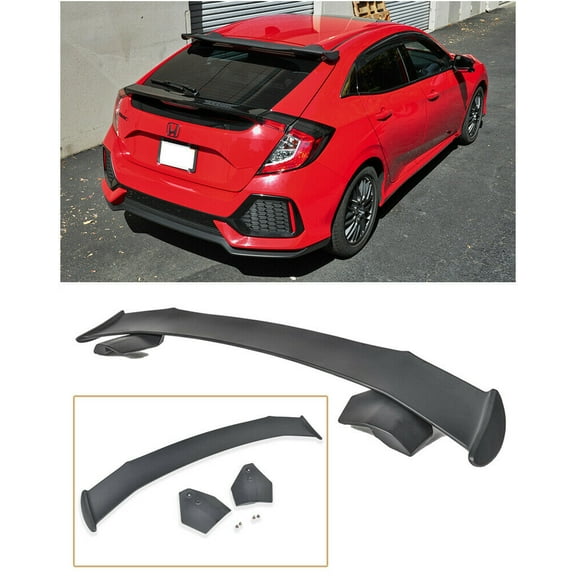 Extreme Online Store Replacement For 2016-2021 Honda Civic FK4 FK7 Hatchback | JDM SPOON Style ABS Plastic PRIMER BLACK Rear Roof Top Wing Spoiler