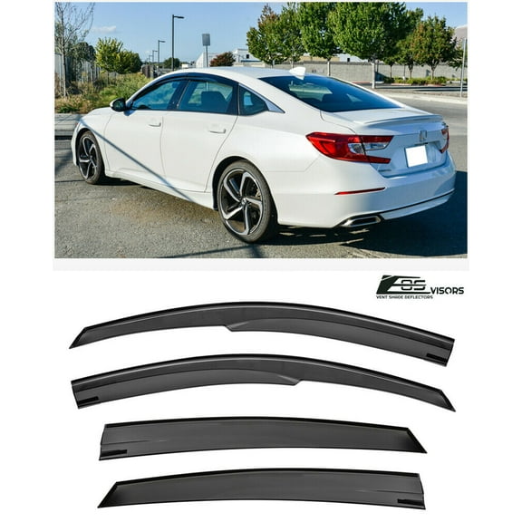 Extreme Online Store Replacement For 2018-2022 Honda Accord | EOS Visors JDM MUGEN Style SMOKE TINTED Side Vents Rain Guard Window Deflectors