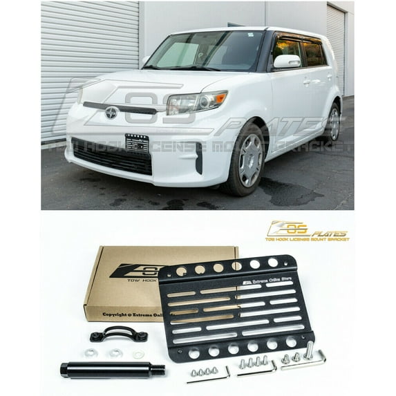 Extreme Online Store Replacement for 2008-2015 Scion xB | EOS Plate Version 1 Mid Sized Front Bumper Tow Hook License Plate Relocator Mount Bracket