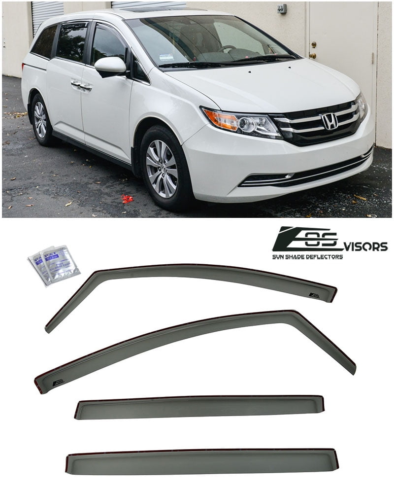 Extreme Online Store Replacement for 2011-2017 Honda Odyssey | EOS Visors JDM in-Channel Style Smoke Tinted Side Vents Window Deflectors Rain Guard
