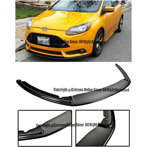 Extreme Online Store Replacement for 2012-2014 Ford Focus ST MK3 | EOS Add-On Bottom Line Front Bumper Lower Lip Splitter (Carbon Fiber)