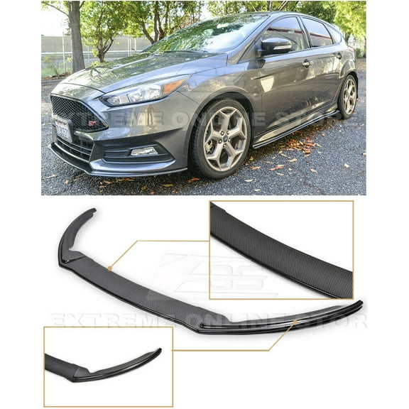 Extreme Online Store Replacement for 2015-Present Ford Focus ST MK3.5 | EOS Add-On Bottom Line Carbon Fiber Front Bumper Lower Lip Splitter