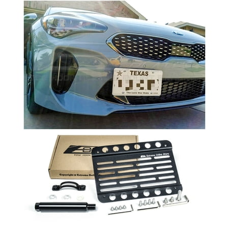 Extreme Online Store Replacement for 2018-Present Kia Stinger | EOS Plate Version 1 Front Bumper Tow Hook License Relocator Mount Bracket Tow-492