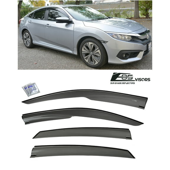 Extreme Online Store for 2019-Present Honda Insight Models | EOS Visors Mugen Style JDM Smoke Tinted Side Vents Window Deflectors Rain Guard