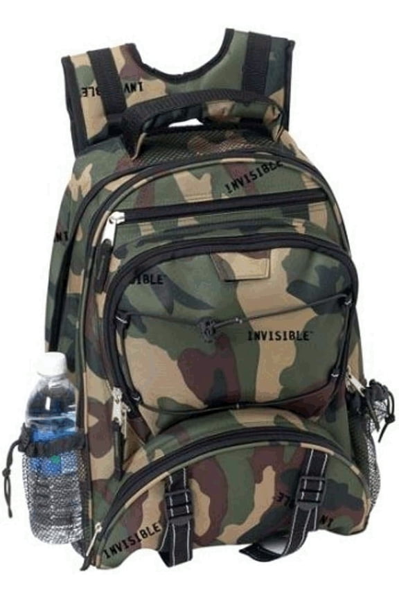Camaflauge Back Pack for Hiking Hunting School Invisible Pattern with Two Water Bottle Nets