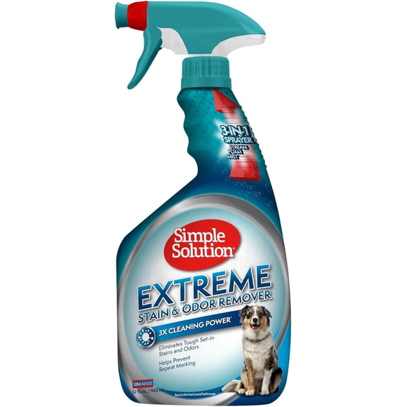 Extreme Pet Stain and Odor Eliminator Spray, Enzymatic Cleaner With 3X Pro-Bacteria Cleaning Power for Dogs & Cats, Strong Urine, Pee and Poop Smell Remover for Carpets & Floors, 32 oz