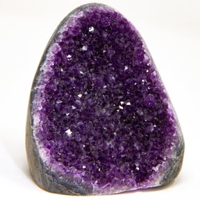 Extreme Rocks & Fossils Natural Amethyst Crystal Cluster Geode 1-1.5 lb, Deep Purple Raw Crystal from Uruguay with Polished Edges, Free Selenite Wand