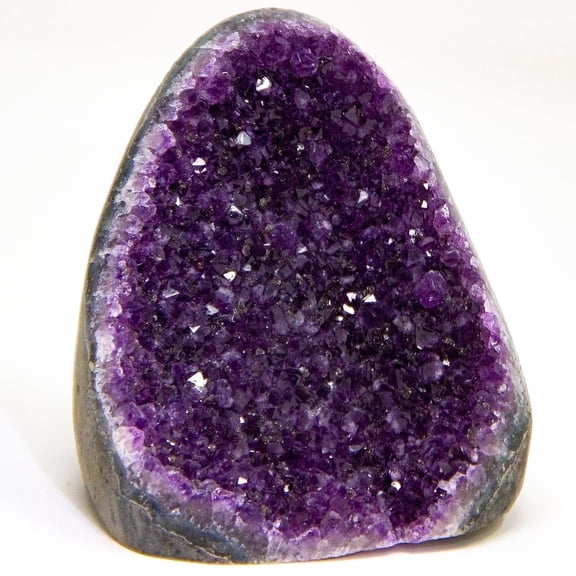 Extreme Rocks & Fossils Natural Amethyst Crystal Cluster Geode 1-1.5 lb, Deep Purple Raw Crystal from Uruguay with Polished Edges, Free Selenite Wand