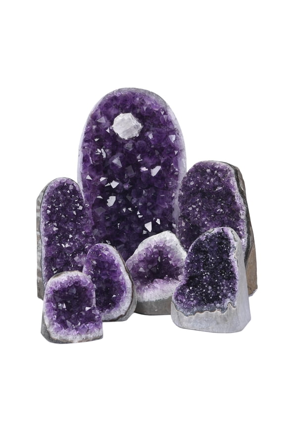 Amethyst Crystal Cluster - 2 to 2.5 lbs. Geode with Polished Edges. Includes a free BONUS 3" Selenite Wand