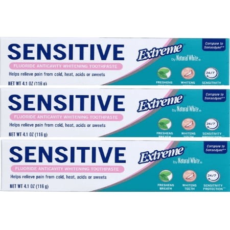Extreme Sensitive Fluoride Anticavity Whitening Toothpaste, 4.1 oz. Tube - Pack Of 3