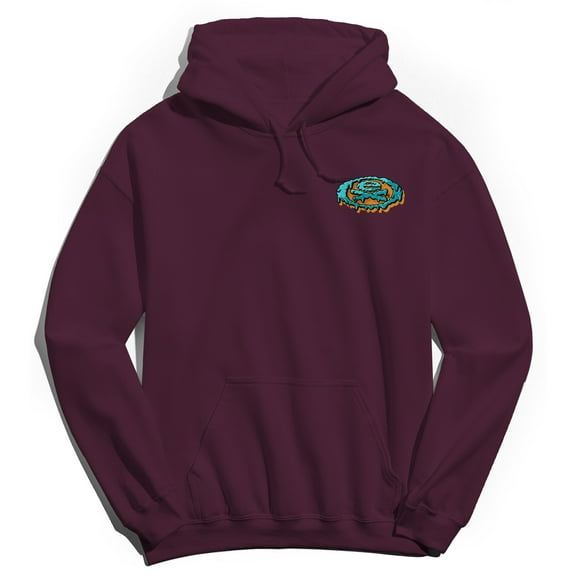 Extreme Skateboarding EX Melt Logo Graphic Maroon Men's Cotton Pullover Hoodie