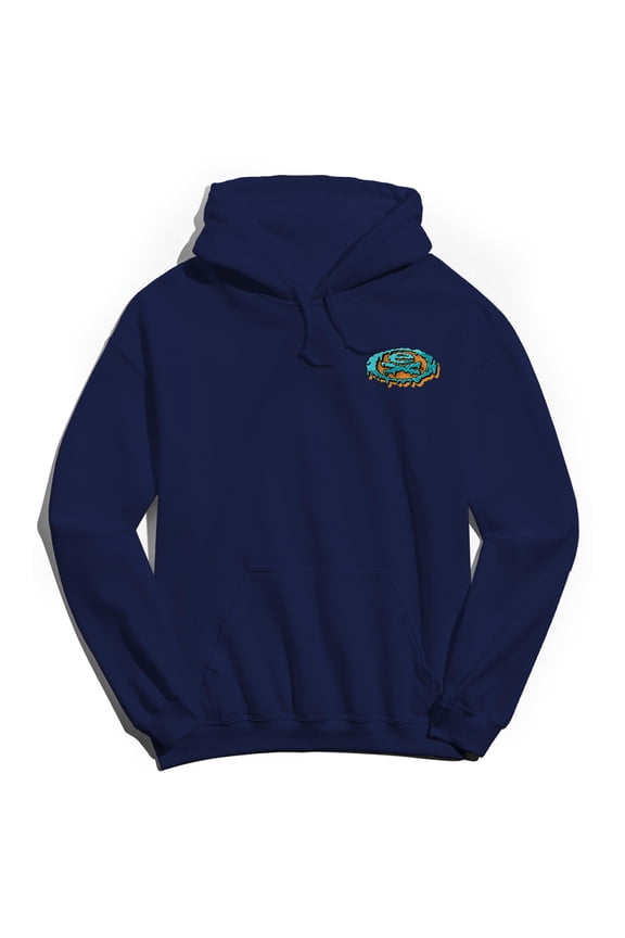 Skateboarding EX Melt Logo Graphic Navy Men's Cotton Pullover Hoodie