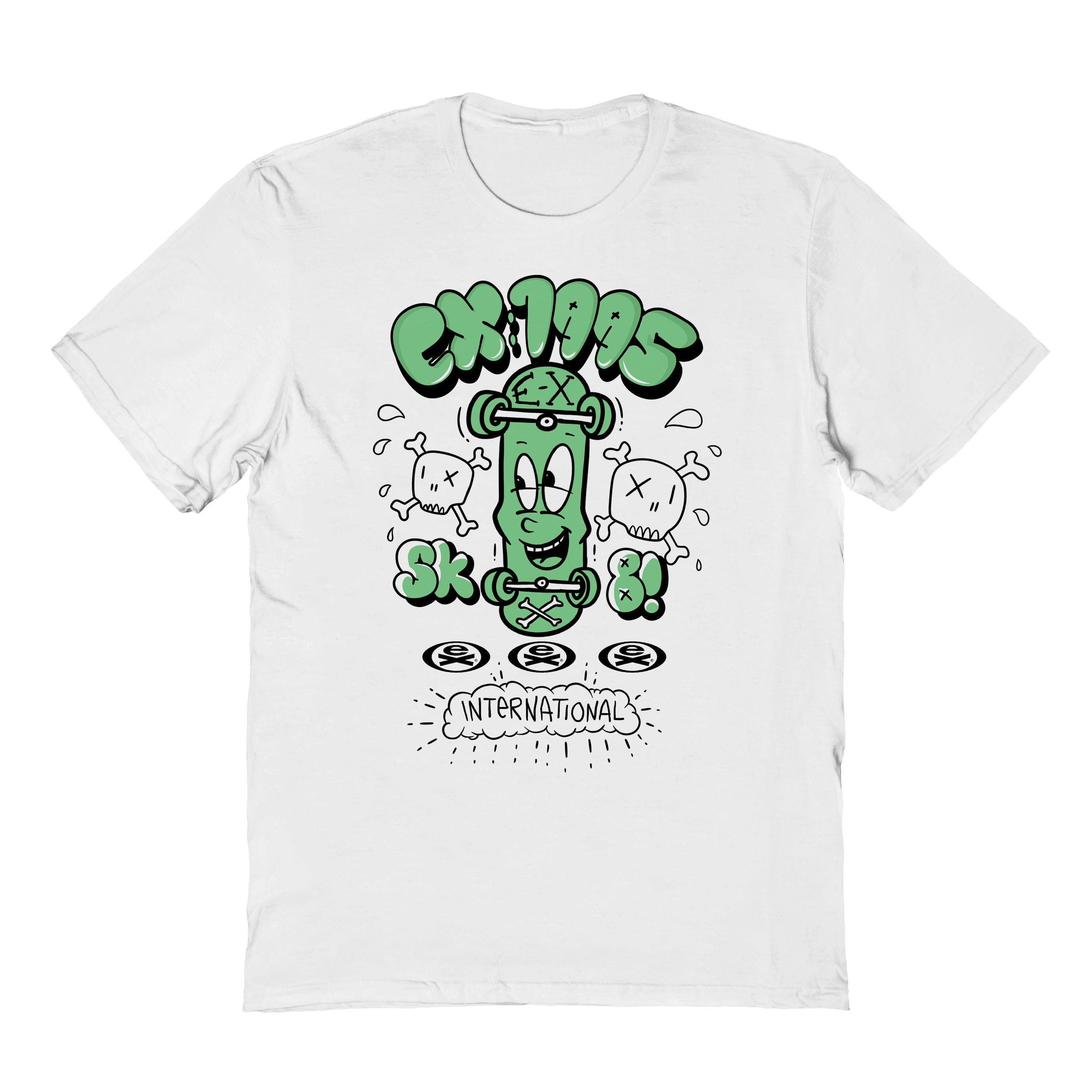 Extreme Skateboarding Sk8 Green Graphic White Men's Cotton T-Shirt
