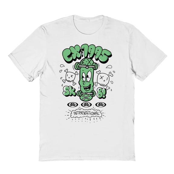 Extreme Skateboarding Sk8 Green Graphic White Men's Cotton T-Shirt