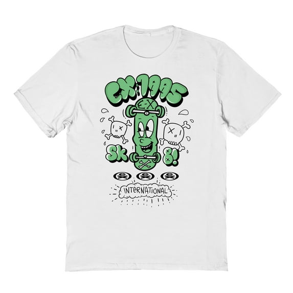 Extreme Skateboarding Sk8 Green Graphic White Men's Cotton T-Shirt