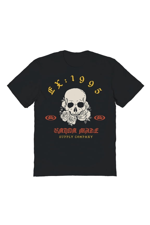 Skull EX1995 Custom Made Suppy Co Graphic Black Men's Cotton T-Shirt