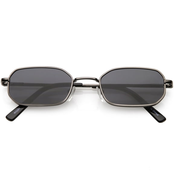 Extreme Small Metal Rectangle Sunglasses Thick Frame Flat Lens 48mm (Gunmetal / Smoke)