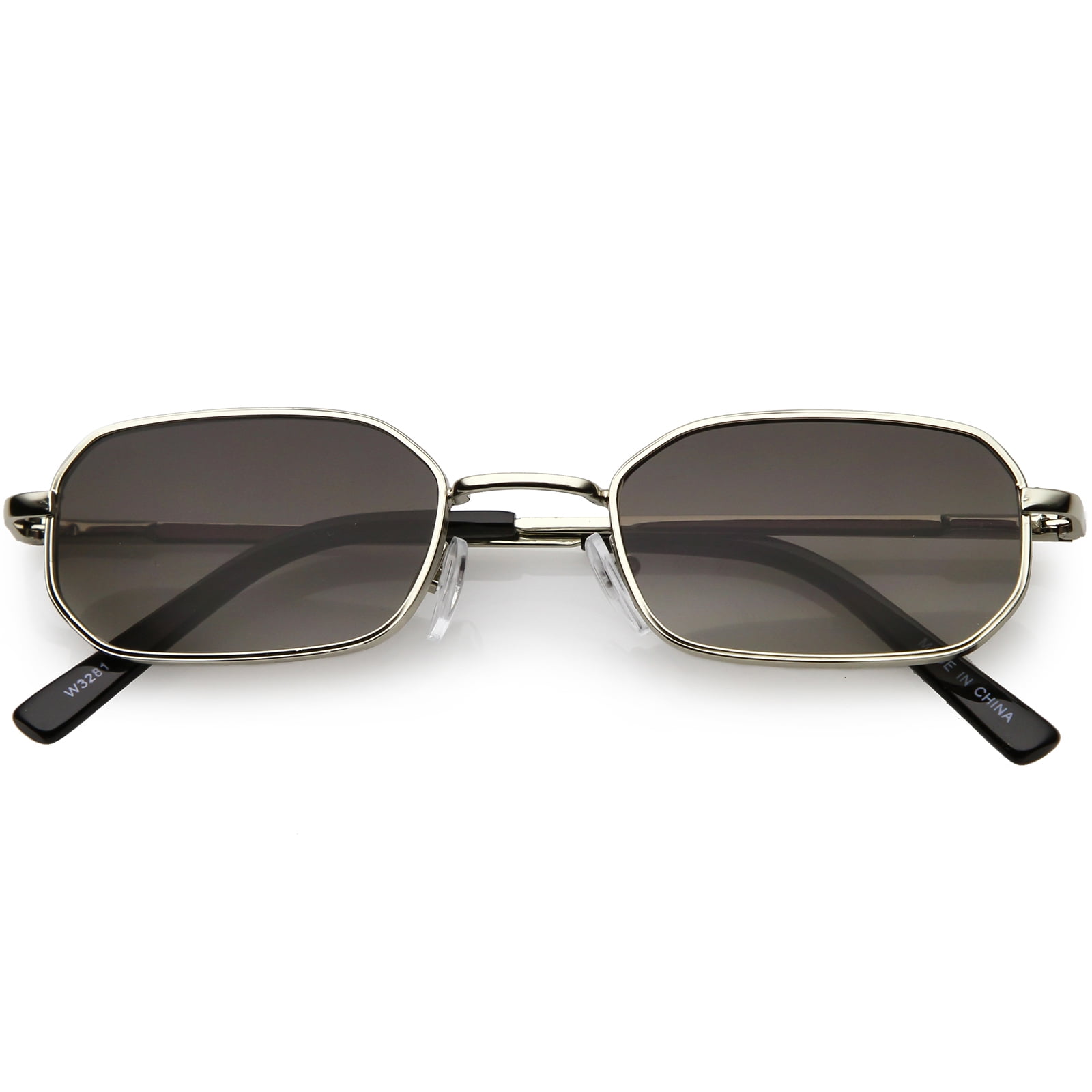 小物 silver l sunglasses Extreme Small Metal Rectangle Sunglasses Thick Frame Flat Lens