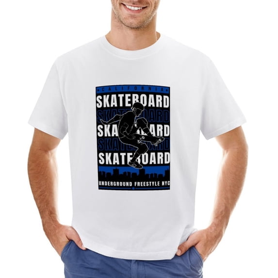 Extreme Sport Skateboard Rider Men’s T-Shirt 100% Cotton Casual Short Sleeve Tops Gift Tee White XS