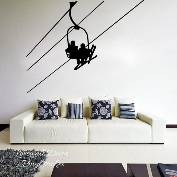 Extreme Sport Ski Wall Sticker Living Room Sofa Cable car Slr Skiing Winter Wall Decal Sofa Kids Room Skier Vinyl Home Decor 180cmx142cm