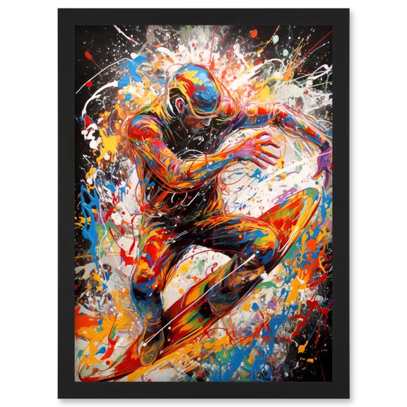 Extreme Sports Athlete Splatter Paint Portrait Artwork Framed Wall Art Print A4
