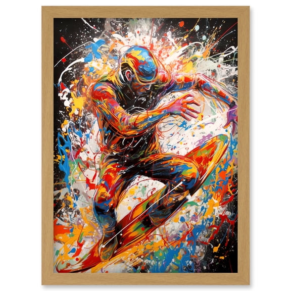 Extreme Sports Athlete Splatter Paint Portrait Artwork Framed Wall Art Print A4