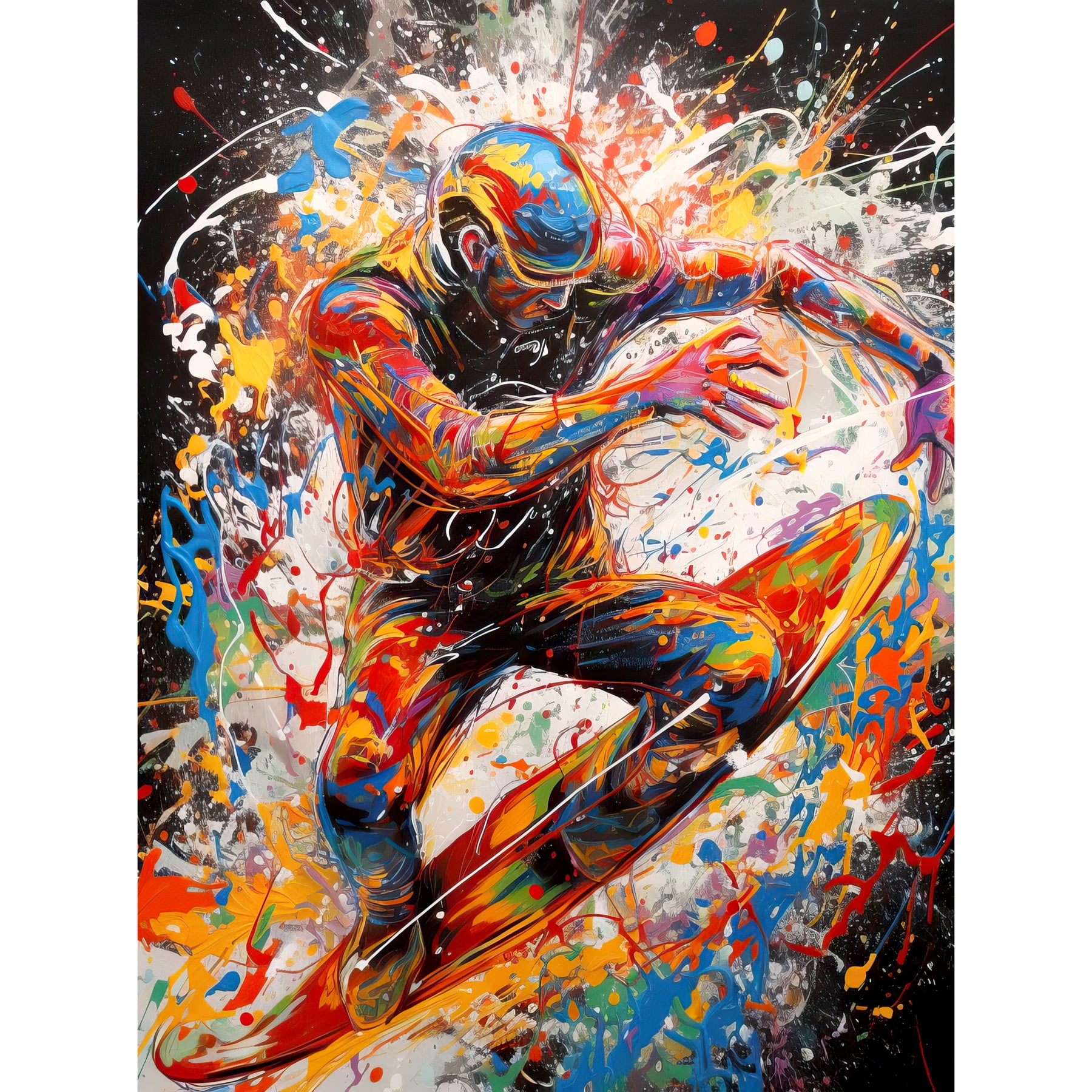 Extreme Sports Athlete Splatter Paint Portrait Extra Large XL Wall