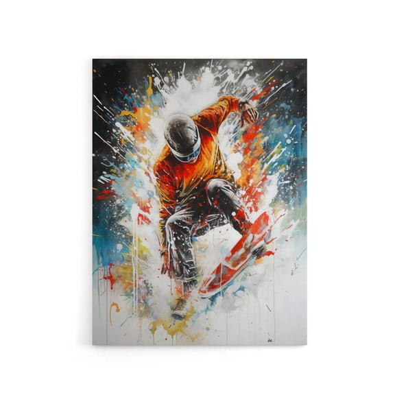 Extreme Sports Snowboarding Paint Splat Canvas Wall Art Print 24X32"